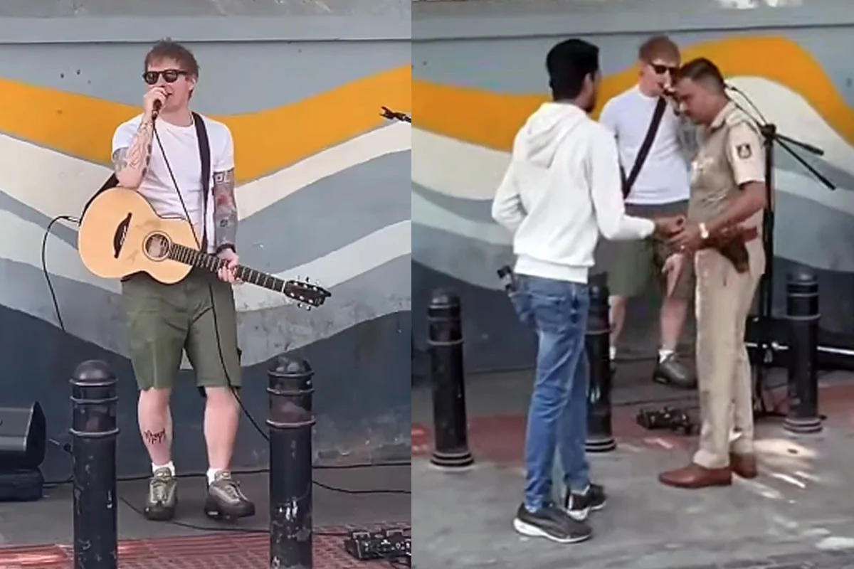 ভারতে ফুটপাতে গাইলেন এড শিরান, থামিয়ে দিল পুলিশ