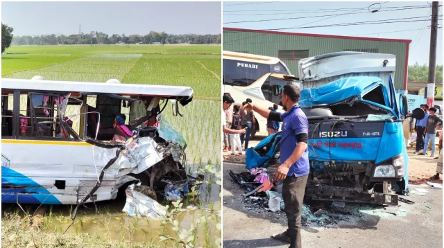 বাস-কাভার্ডভ্যান মুখোমুখি সংঘর্ষ, নিহত ২