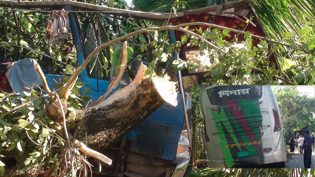 নিয়ন্ত্রণ হারিয়ে গাছের সঙ্গে বাসের ধাক্কা, পুলিশসহ নিহত ৪