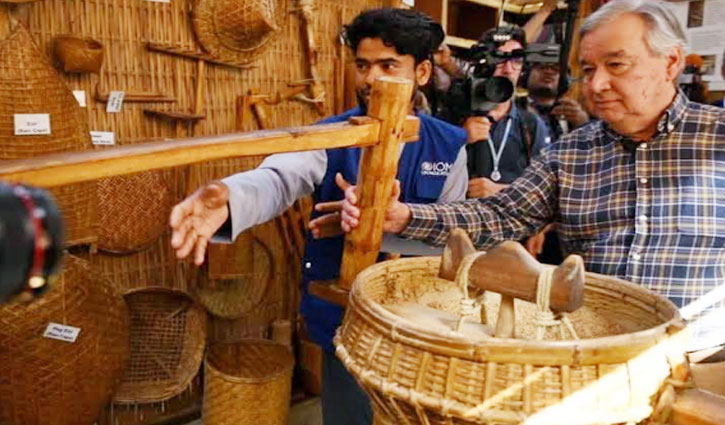 রোহিঙ্গাদের তৈরি শিল্পকর্ম দেখলেন জাতিসংঘ মহাসচিব