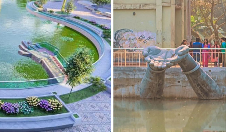 ভাঙা নয়, মূল নকশায় ফিরছে ভাস্কর্য ‘অঞ্জলি লহ মোর’: উপাচার্য