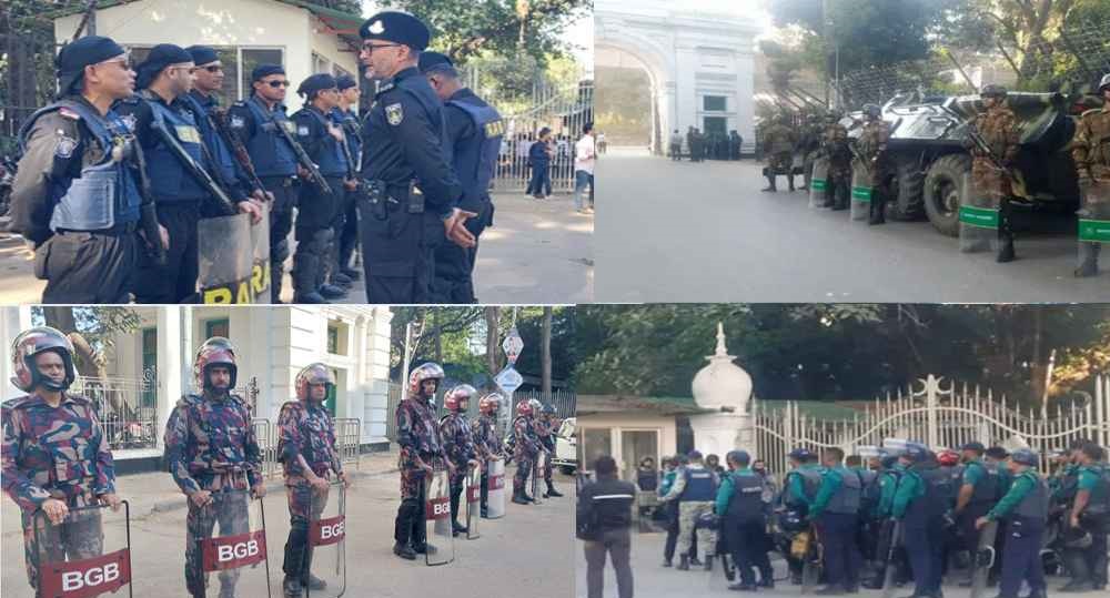 কঠোর নিরাপত্তা বলয়ে আদালতপাড়া, চার বাহিনীর কড়া অবস্থান ও তল্লাশি 