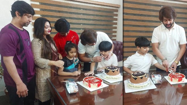 জন্মদিনে জয়কে নিয়ে কেক কাটলেন শাকিব খান