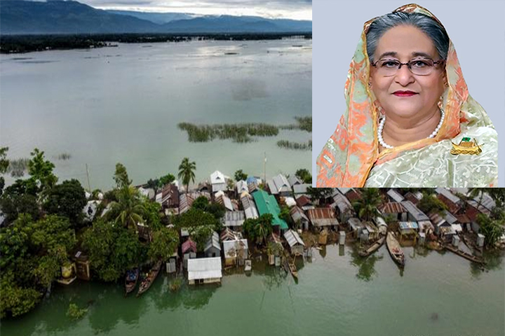 বন্যাকবলিত এলাকা পরিদর্শনে প্রধানমন্ত্রী
