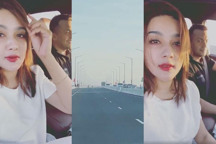 স্বামীর সঙ্গে ভোরের পদ্মা সেতু দেখলেন মাহি