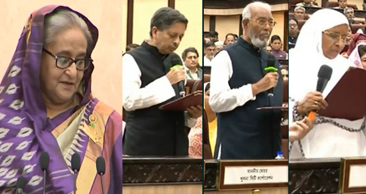 তিন সিটির মেয়র-কাউন্সিলরদের শপথ পাঠ করালেন প্রধানমন্ত্রী