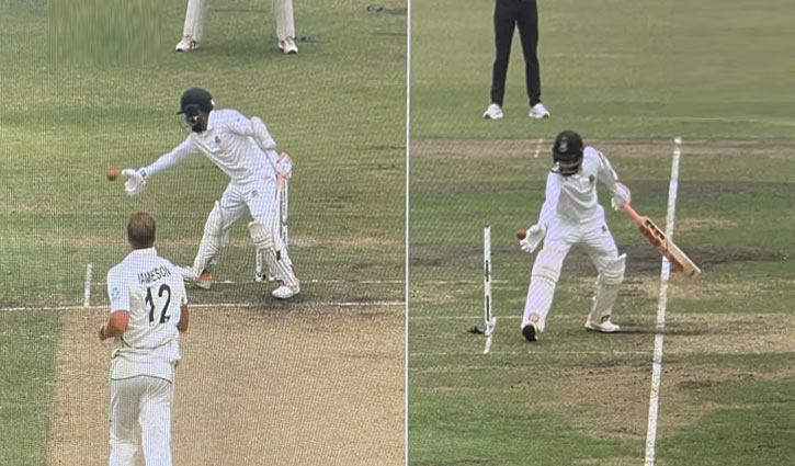 হাত দিয়ে বল ঠেলে আউট মুশফিক