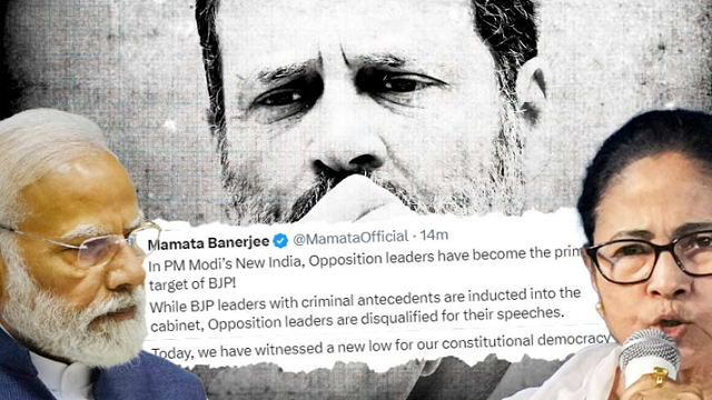 রাহুল গান্ধীর পাশে দাঁড়ালেন মমতা