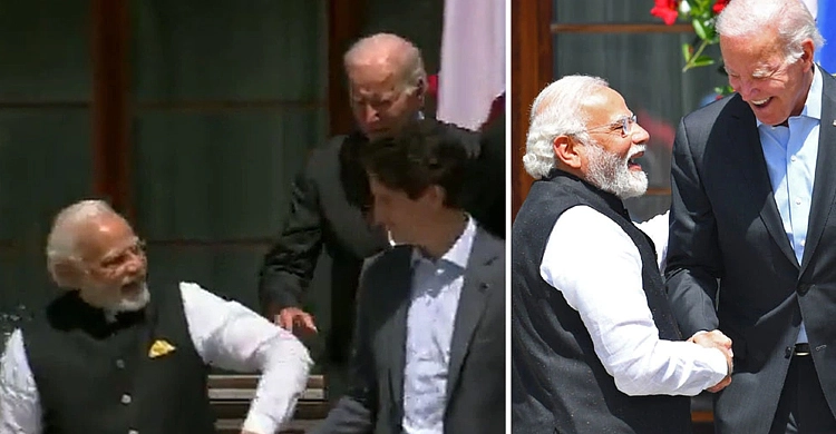 মোদীর দিকে ছুটে গেলেন বাইডেন!