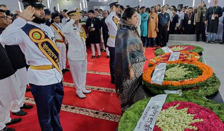 বঙ্গবন্ধুর প্রতিকৃতিতে স্পিকারের শ্রদ্ধা