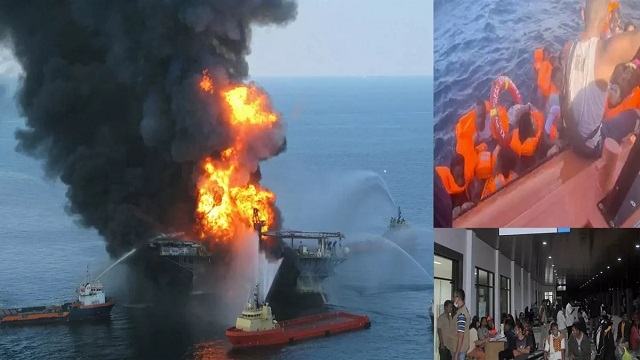 ইন্দোনেশিয়ায় যাত্রীবাহী জাহাজে আগুন