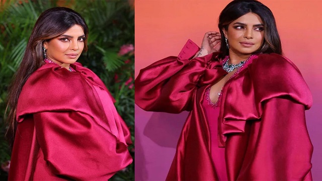 গোলাপি রঙের গাউনে দ্যুতি ছড়ালেন প্রিয়াঙ্কা